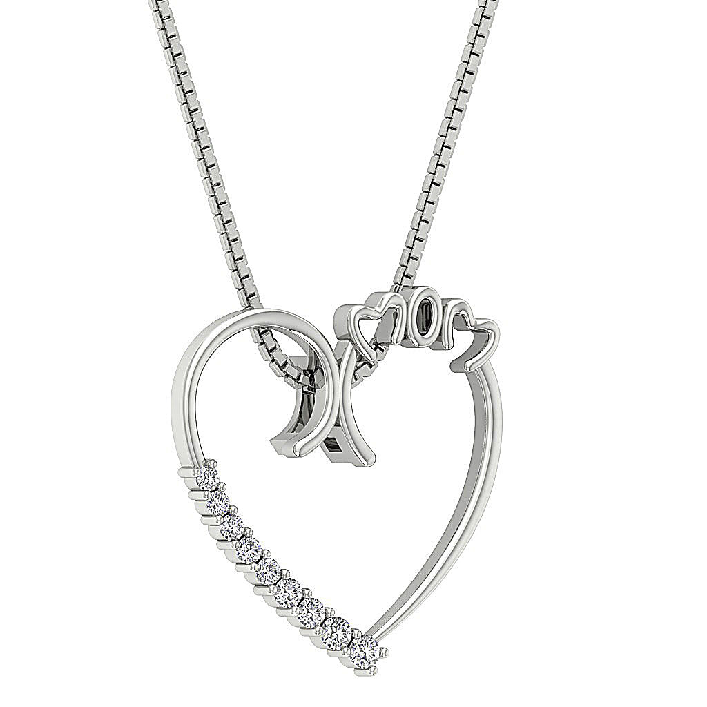 The Dakota MOM Heart Pendant 14K Gold Natural Diamond