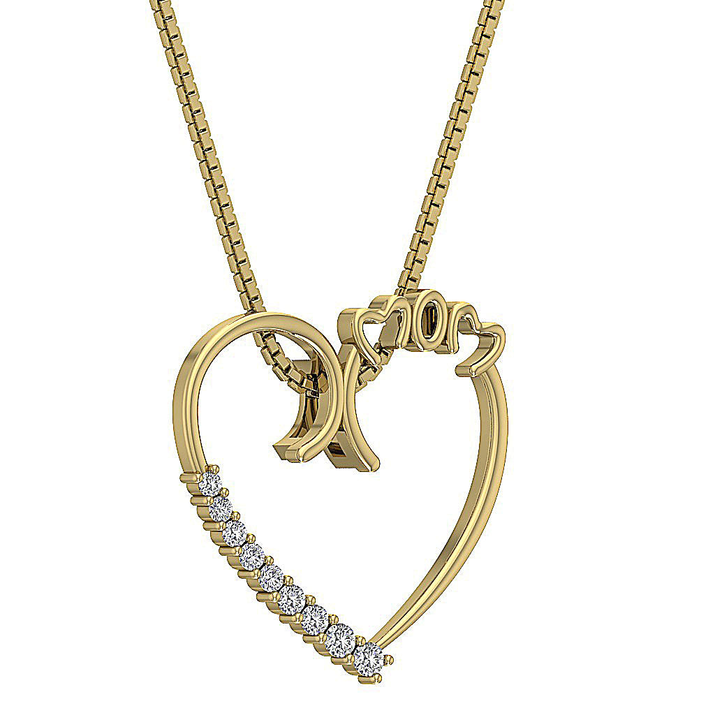The Dakota MOM Heart Pendant 14K Gold Natural Diamond