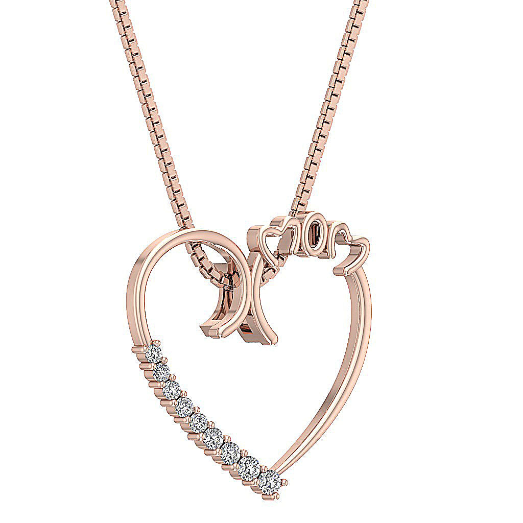 The Dakota MOM Heart Pendant 14K Gold Natural Diamond