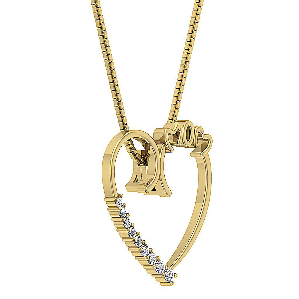 The Dakota MOM Heart Pendant 14K Gold Natural Diamond