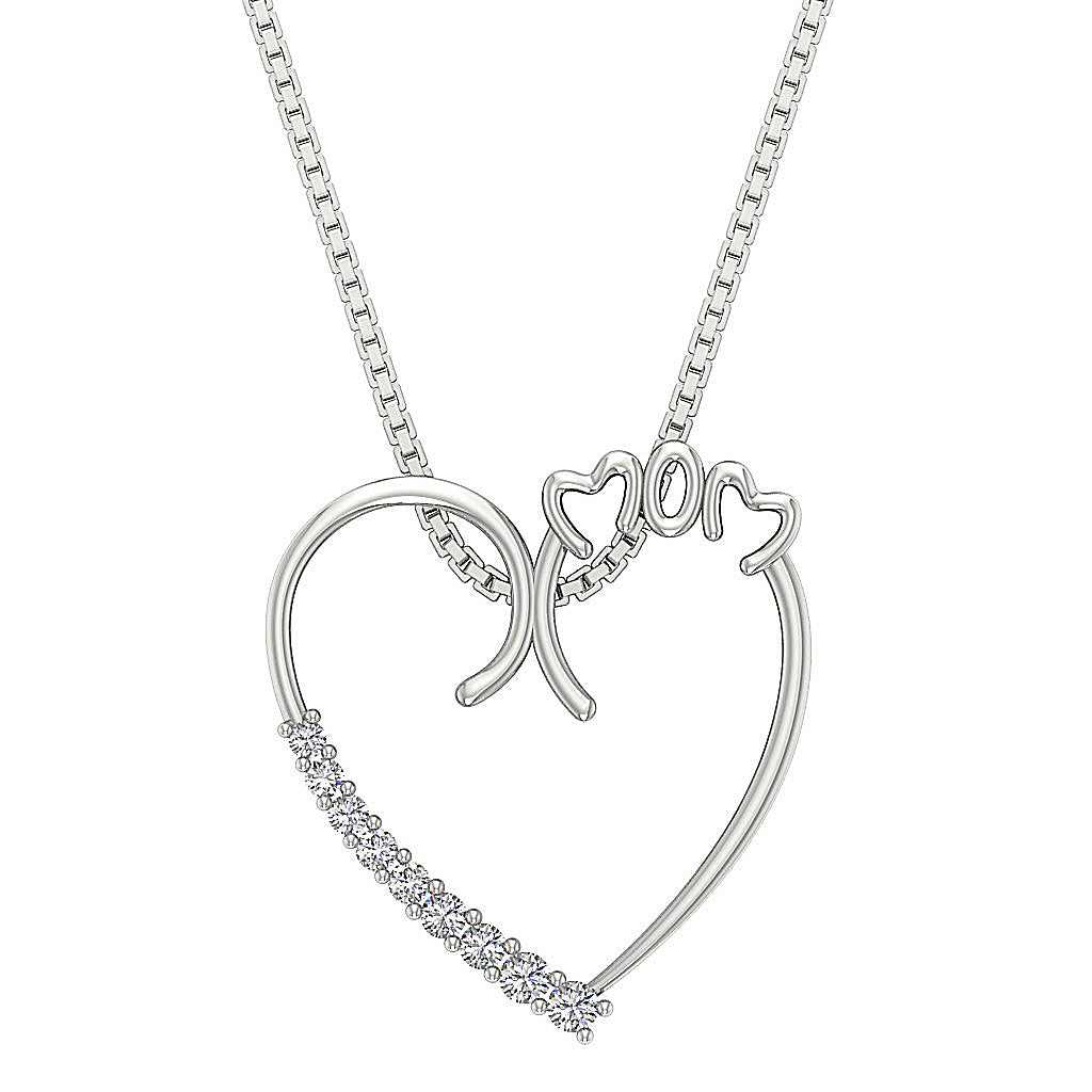 The Dakota MOM Heart Pendant 14K Gold Natural Diamond