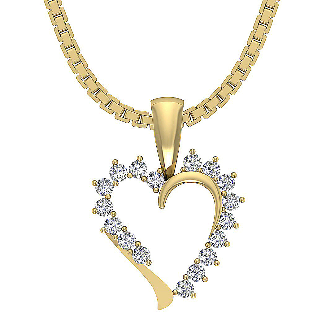 The Mario Love Heart Real Diamond Gold Pendant