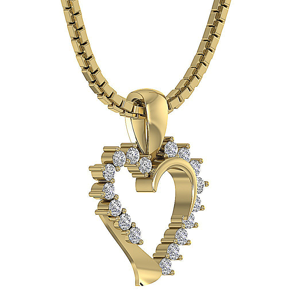 The Mario Love Heart Real Diamond Gold Pendant