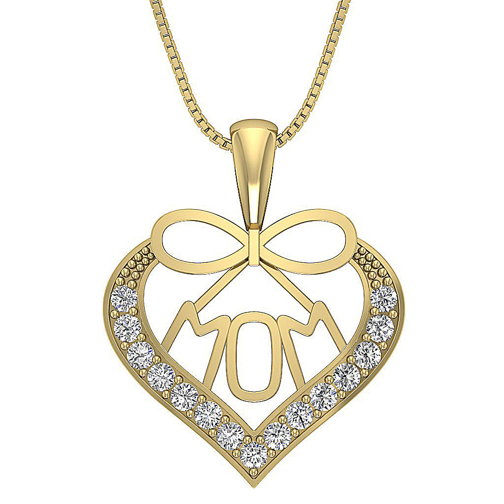 The Vivienne Love for MOM Heart Diamond Gold Pendant