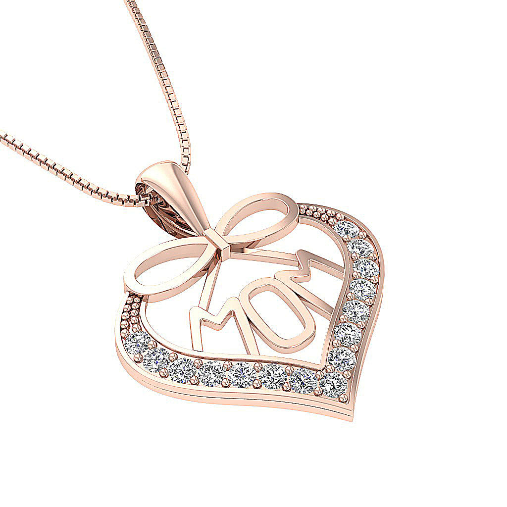 The Vivienne Love for MOM Heart Diamond Gold Pendant