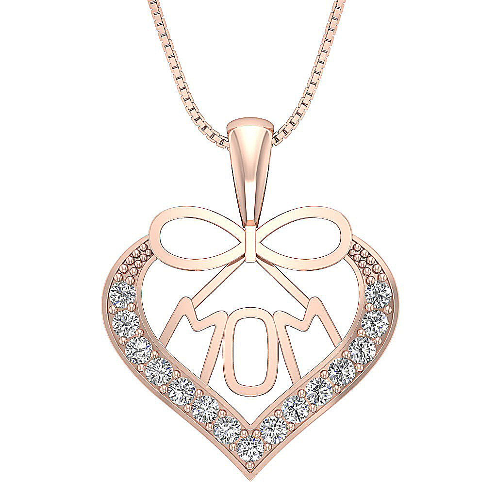 The Vivienne Love for MOM Heart Diamond Gold Pendant