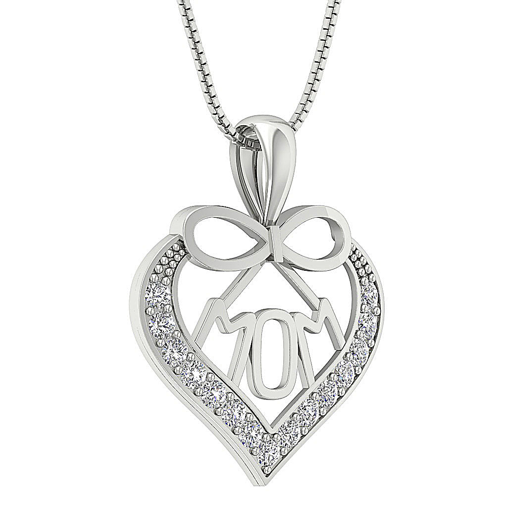 The Vivienne Love for MOM Heart Diamond Gold Pendant