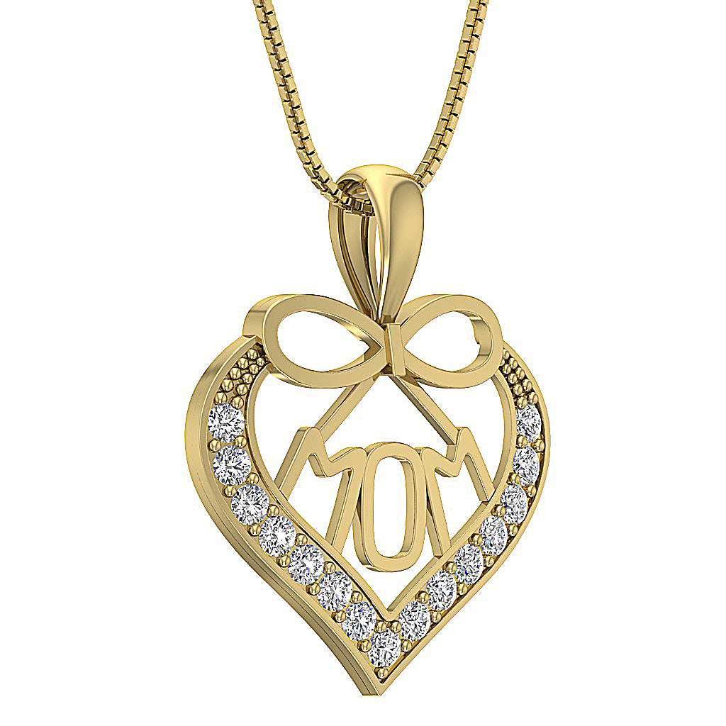 The Vivienne Love for MOM Heart Diamond Gold Pendant