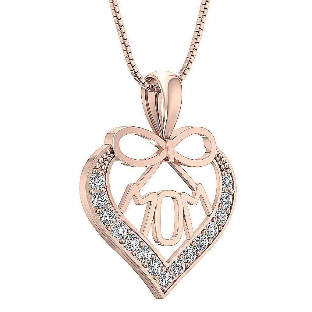 The Vivienne Love for MOM Heart Diamond Gold Pendant
