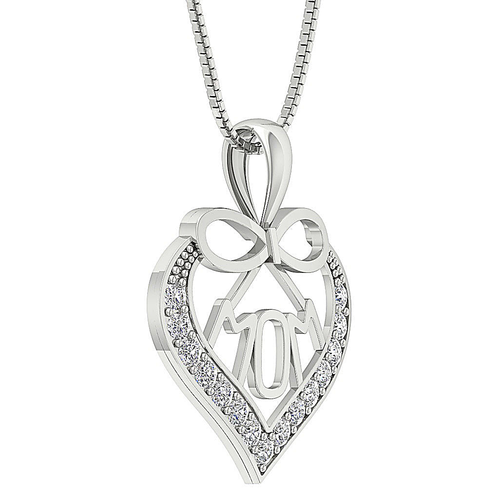 The Vivienne Love for MOM Heart Diamond Gold Pendant