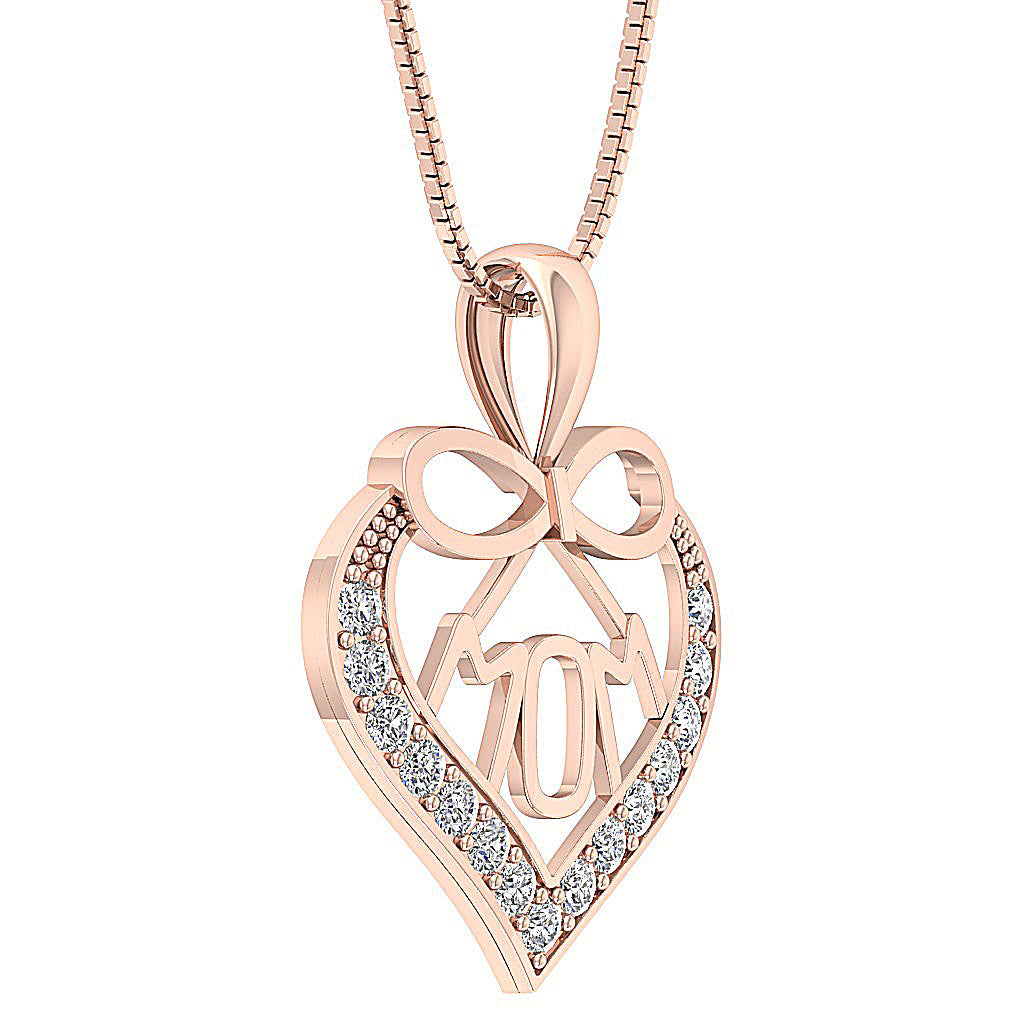 The Vivienne Love for MOM Heart Diamond Gold Pendant