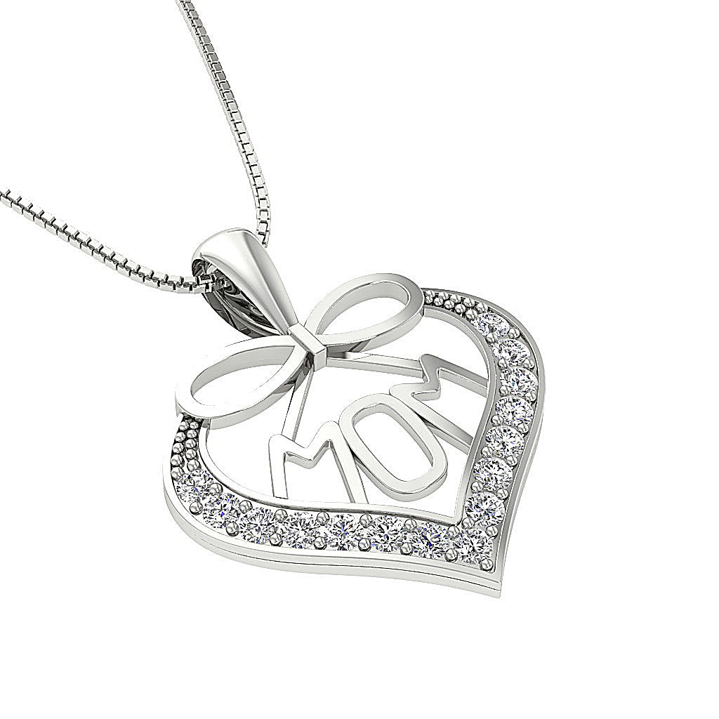 The Vivienne Love for MOM Heart Diamond Gold Pendant