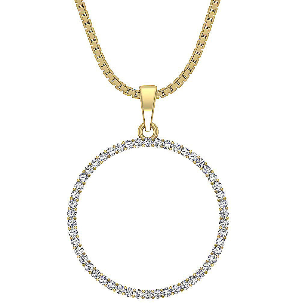 The Kairo Natural Diamond Appraisal 14k Solid White Gold Circle Pendant Necklace With Chain