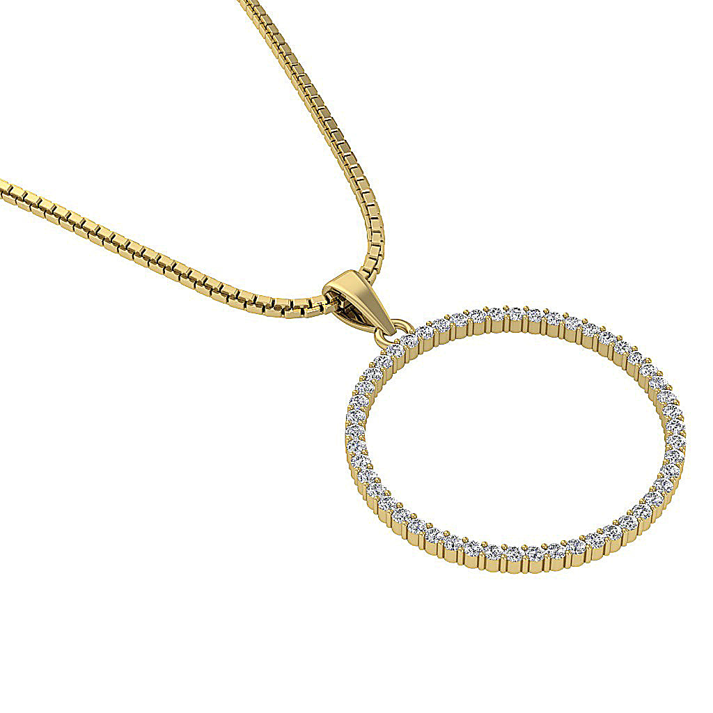 The Kairo Natural Diamond Appraisal 14k Solid White Gold Circle Pendant Necklace With Chain