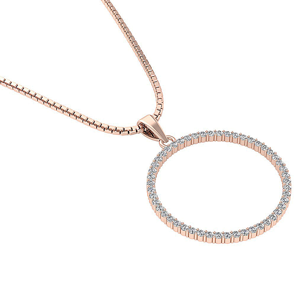 The Kairo Natural Diamond Appraisal 14k Solid White Gold Circle Pendant Necklace With Chain