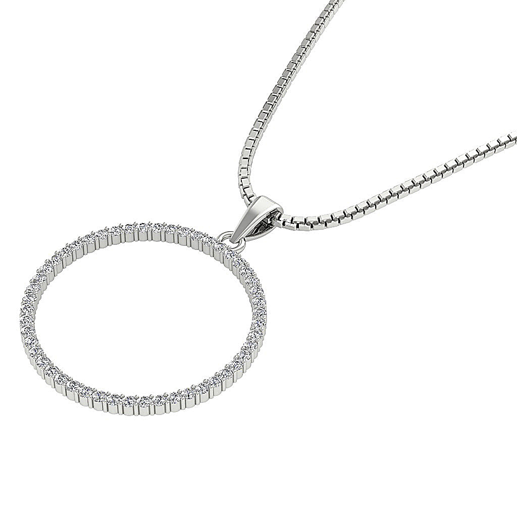 The Kairo Natural Diamond Appraisal 14k Solid White Gold Circle Pendant Necklace With Chain