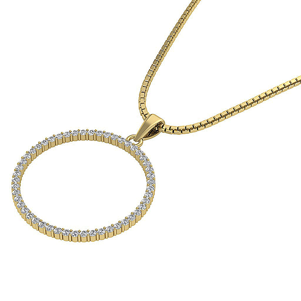 The Kairo Natural Diamond Appraisal 14k Solid White Gold Circle Pendant Necklace With Chain