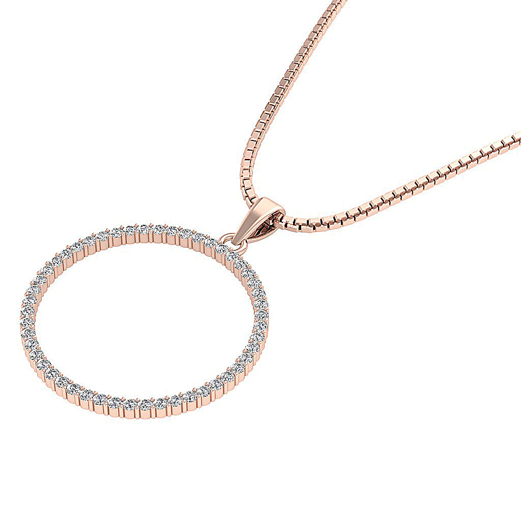 The Kairo Natural Diamond Appraisal 14k Solid White Gold Circle Pendant Necklace With Chain