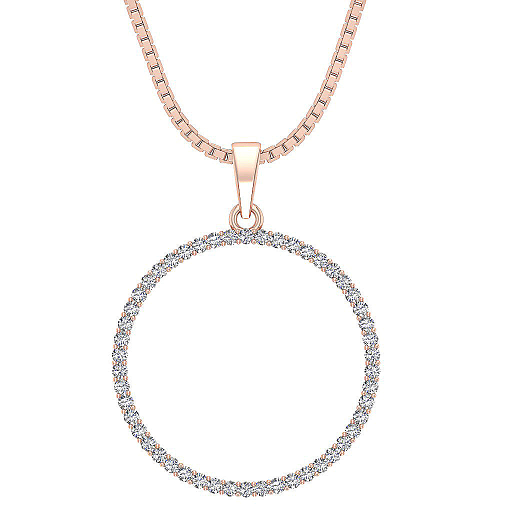 The Kairo Natural Diamond Appraisal 14k Solid White Gold Circle Pendant Necklace With Chain