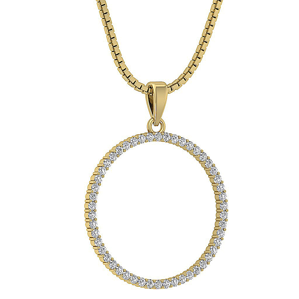 The Kairo Natural Diamond Appraisal 14k Solid White Gold Circle Pendant Necklace With Chain