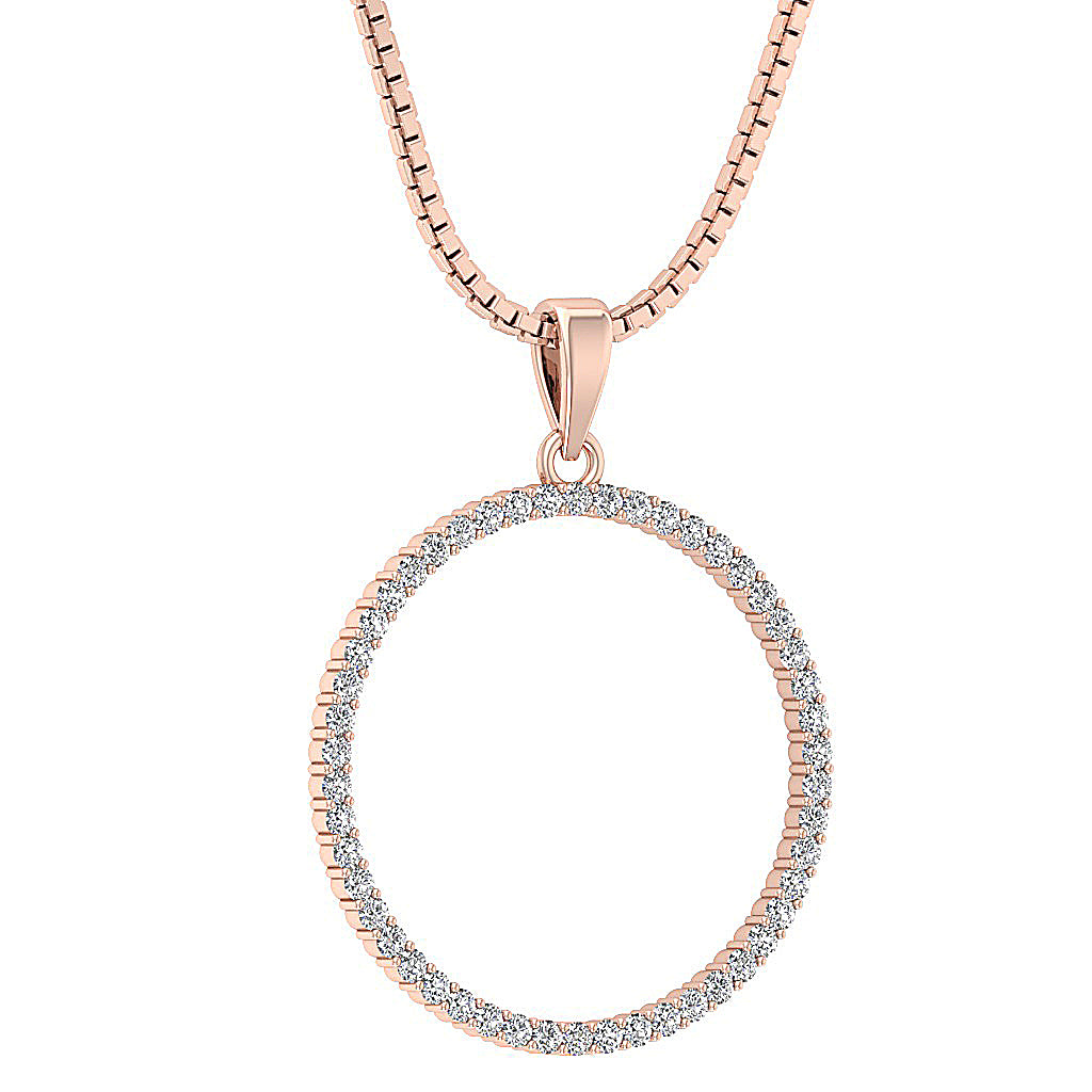The Kairo Natural Diamond Appraisal 14k Solid White Gold Circle Pendant Necklace With Chain