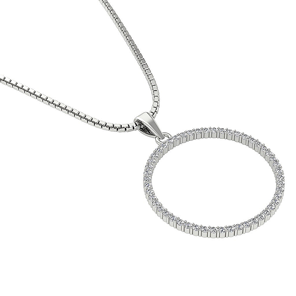 The Kairo Natural Diamond Appraisal 14k Solid White Gold Circle Pendant Necklace With Chain