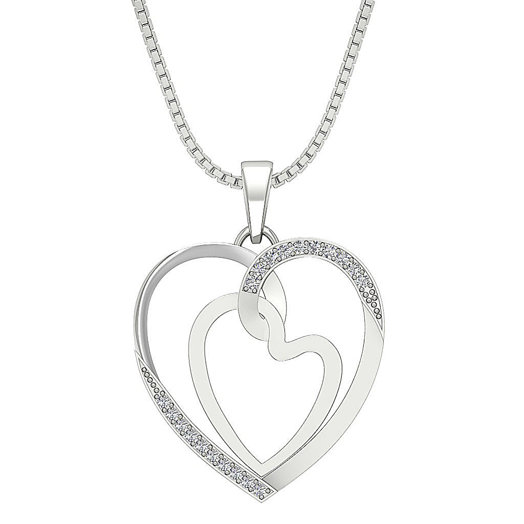 The Wilder Double Heart Pendant Necklace Natural diamond 14K Solid Rose Gold