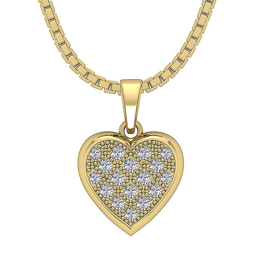 The Rachel 14K Rose Gold Round Cut Diamond Beautiful Studded Heart Pendant For Her
