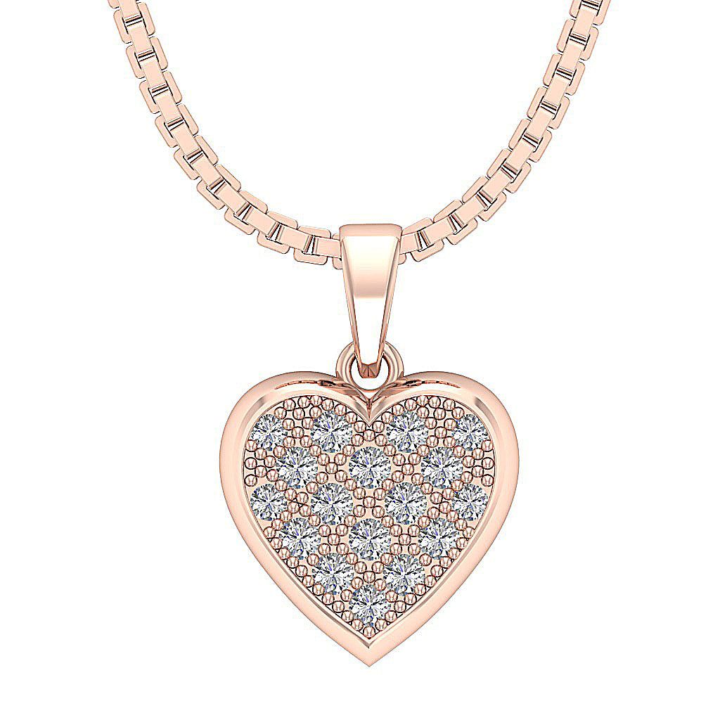 The Rachel 14K Rose Gold Round Cut Diamond Beautiful Studded Heart Pendant For Her
