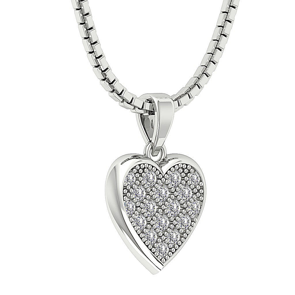 The Rachel 14K Rose Gold Round Cut Diamond Beautiful Studded Heart Pendant For Her