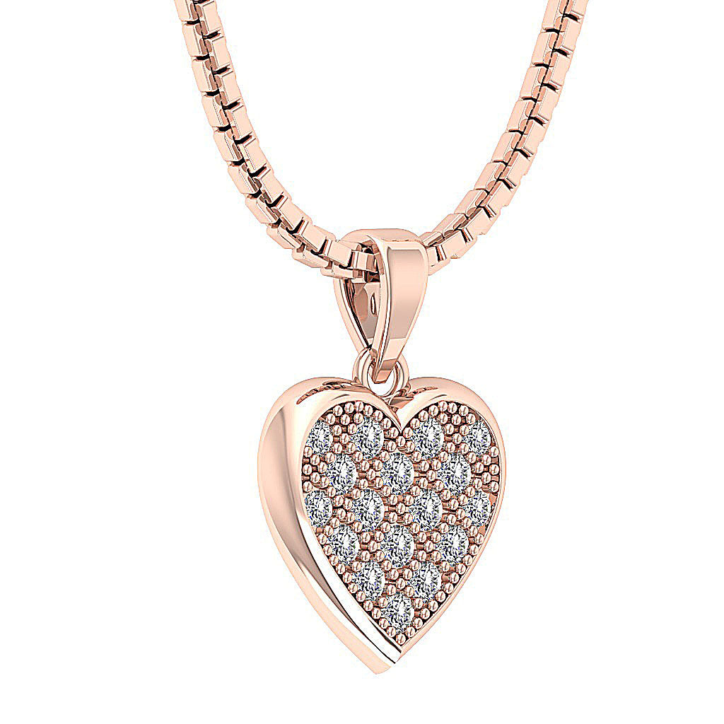 The Rachel 14K Rose Gold Round Cut Diamond Beautiful Studded Heart Pendant For Her