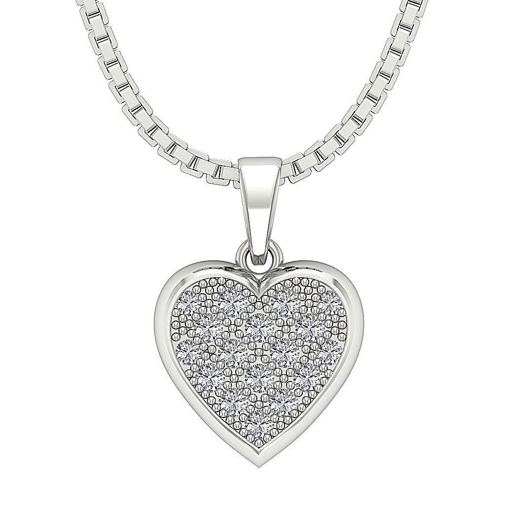 The Rachel 14K Rose Gold Round Cut Diamond Beautiful Studded Heart Pendant For Her