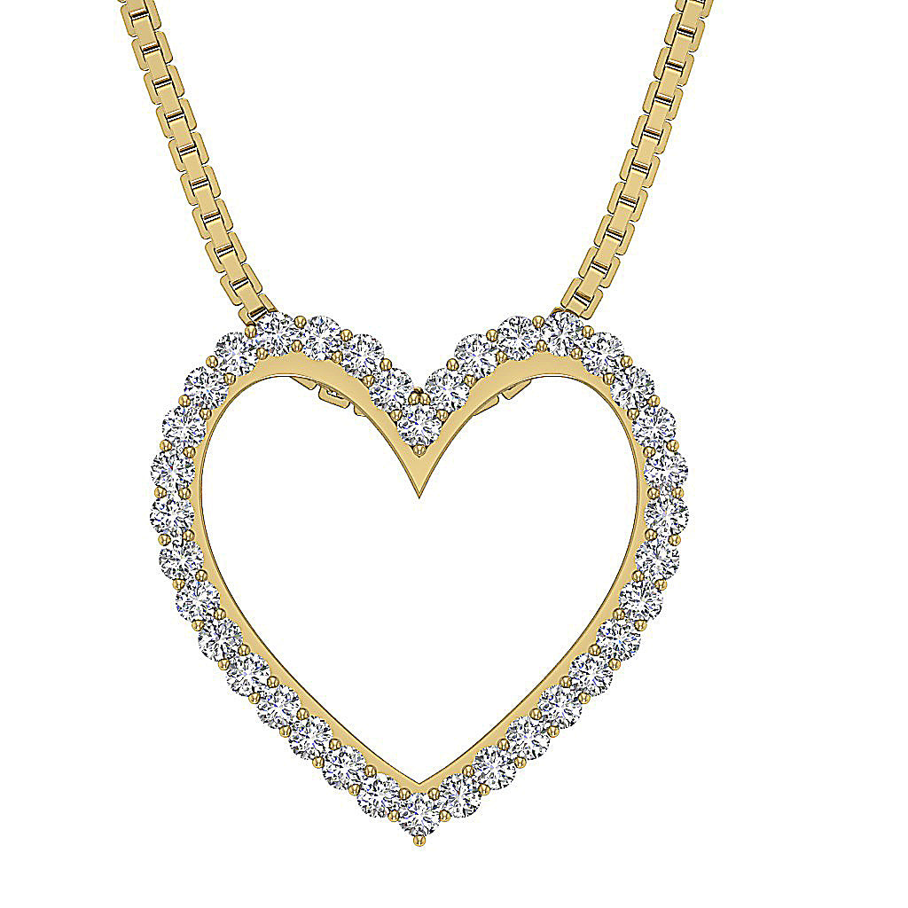The Chance Excellent Heart Necklaces With Genuine Diamonds 14K Solid Gold