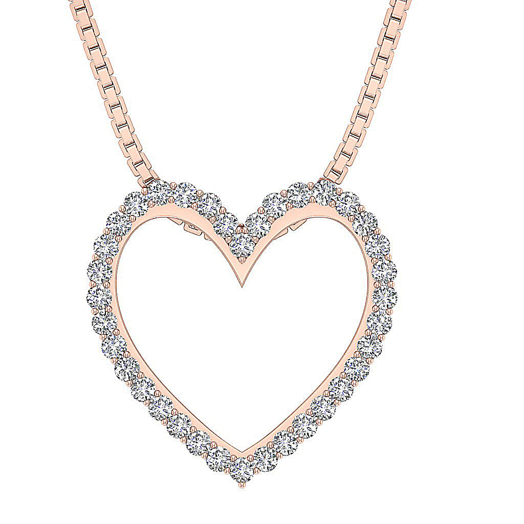 The Chance Excellent Heart Necklaces With Genuine Diamonds 14K Solid Gold