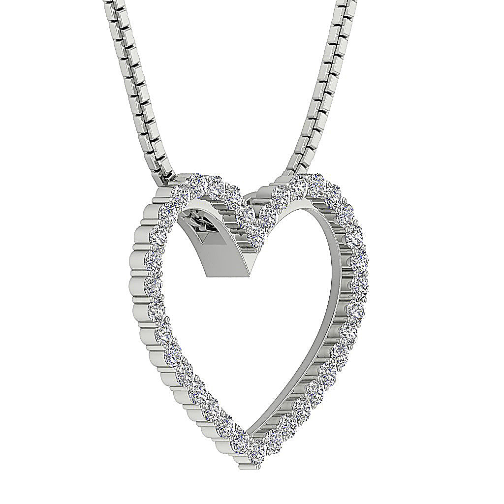 The Chance Excellent Heart Necklaces With Genuine Diamonds 14K Solid Gold