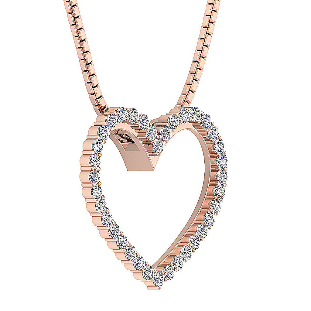 The Chance Excellent Heart Necklaces With Genuine Diamonds 14K Solid Gold