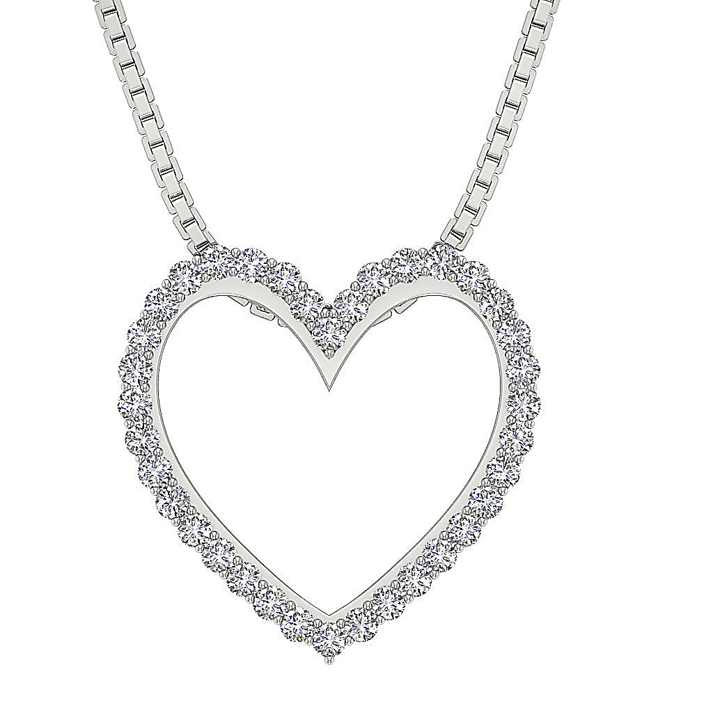 The Chance Excellent Heart Necklaces With Genuine Diamonds 14K Solid Gold