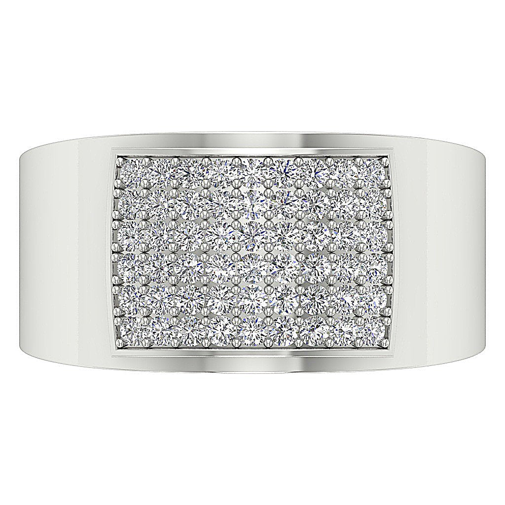 14k Solid Gold Mens Anniversary Ring SI1/I1 G 1.00Ct Natural Diamonds Pave Set Width 12.85MM