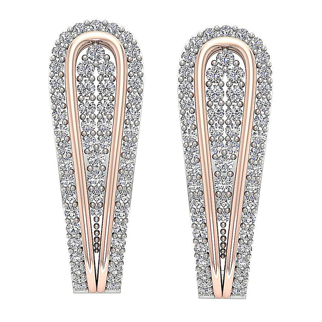 Large Hoop Wedding Earrings Genuine Diamond SI1/I1 G 1.10 Ct 18k/14k Yellow Gold Prong Set