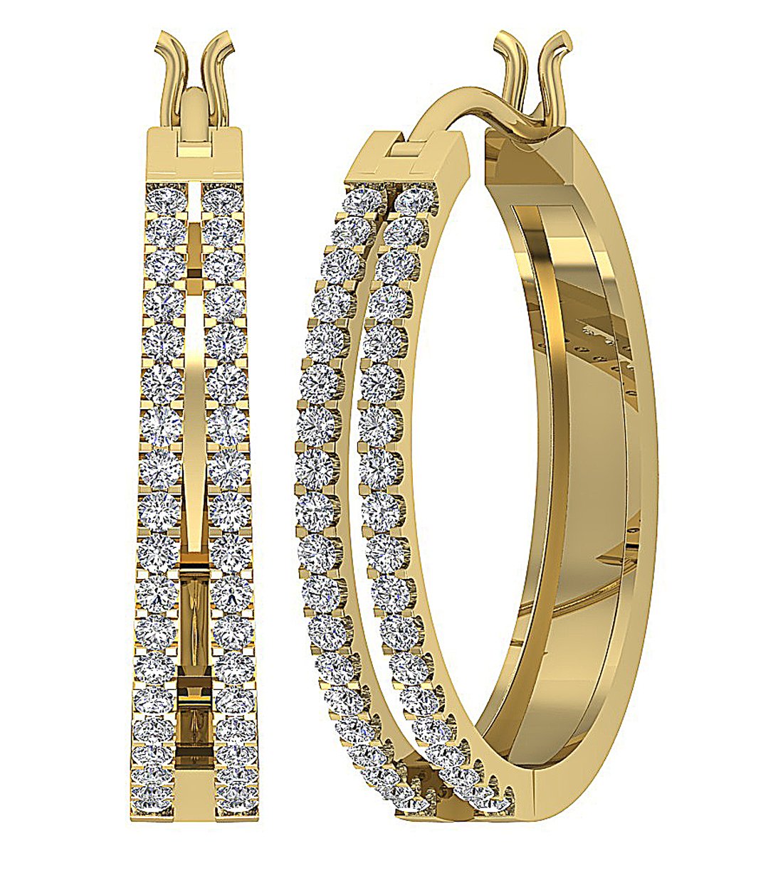 Prong Set Large Hoop Anniversary Earrings Round Diamond VVS1/VS1/SI1/I1 1.10 Ct 18k/14k White Gold