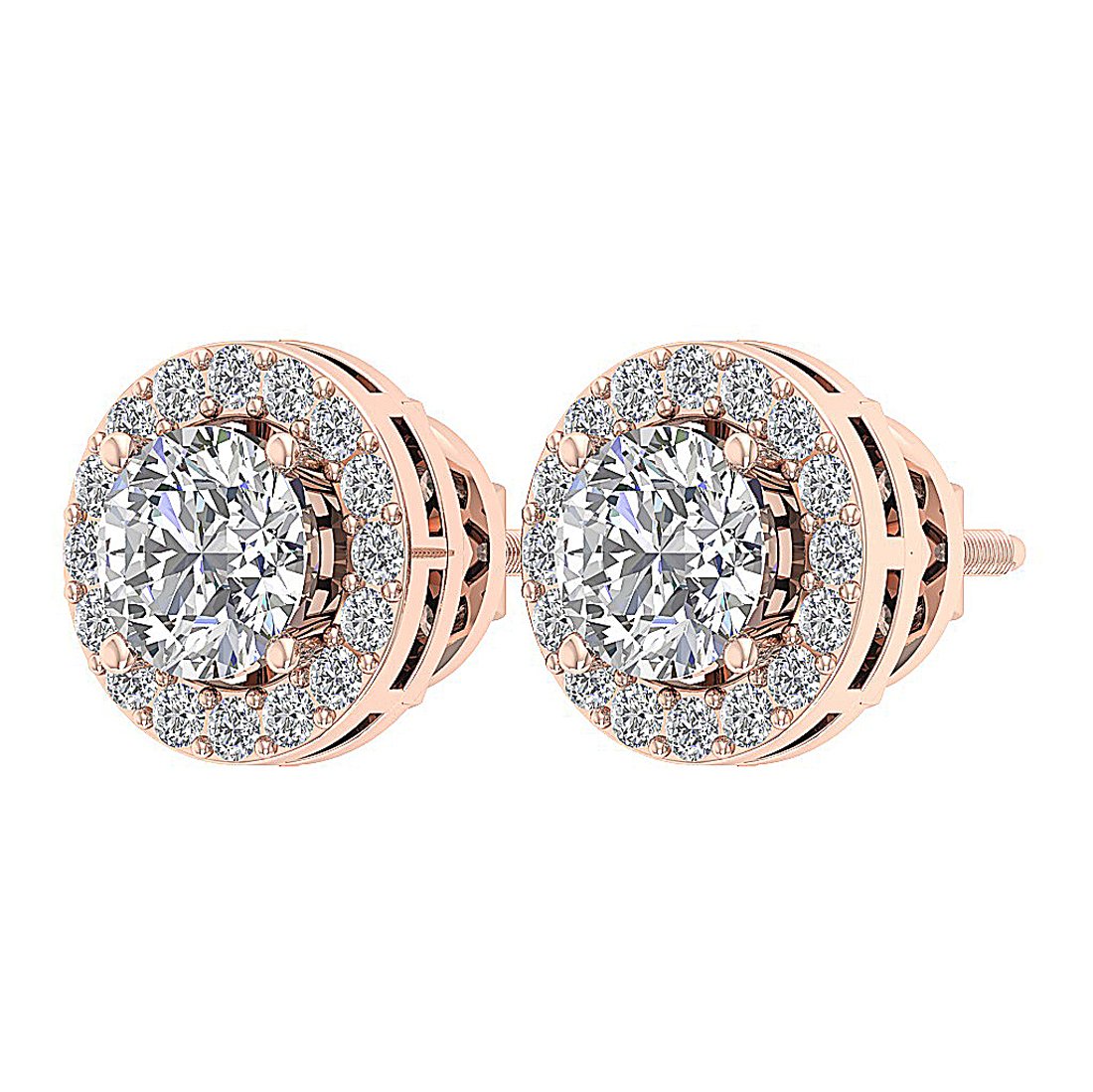 14k Solid Gold Genuine Diamonds I1 G 2.11 Ct Removable Jacket Studs Earrings Set