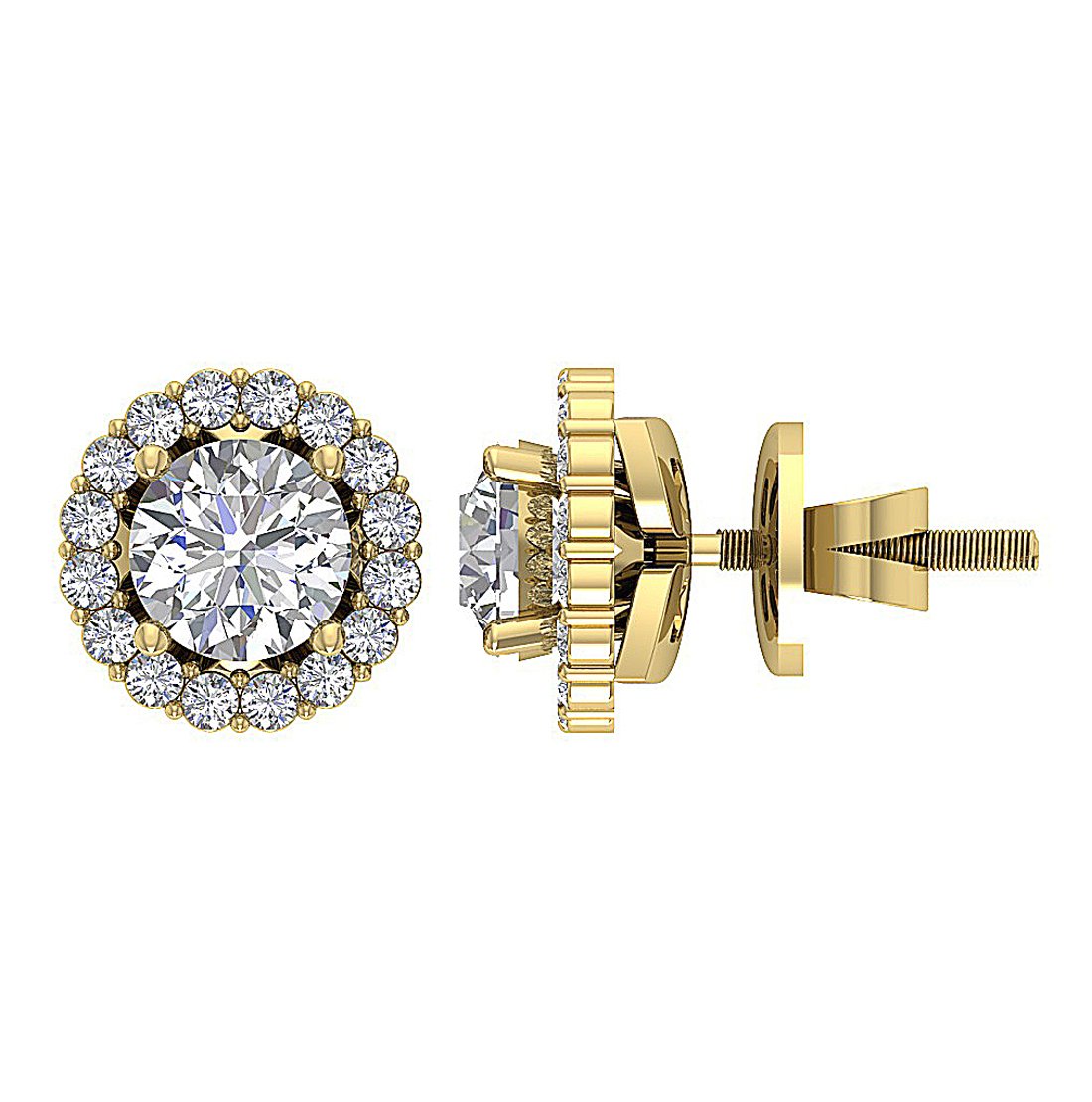 14k Solid Gold Genuine Diamond SI1/I1 G 2.11 Ct Removable Jacket Studs Earrings