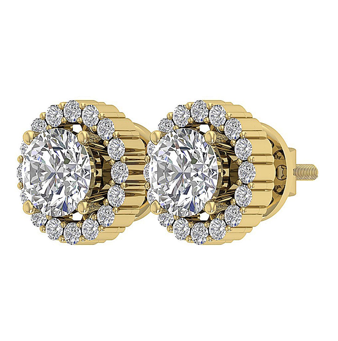 I1 G 2.11 Ct Natural Diamonds 14k Solid Gold Removable Jacket Studs Earrings Set