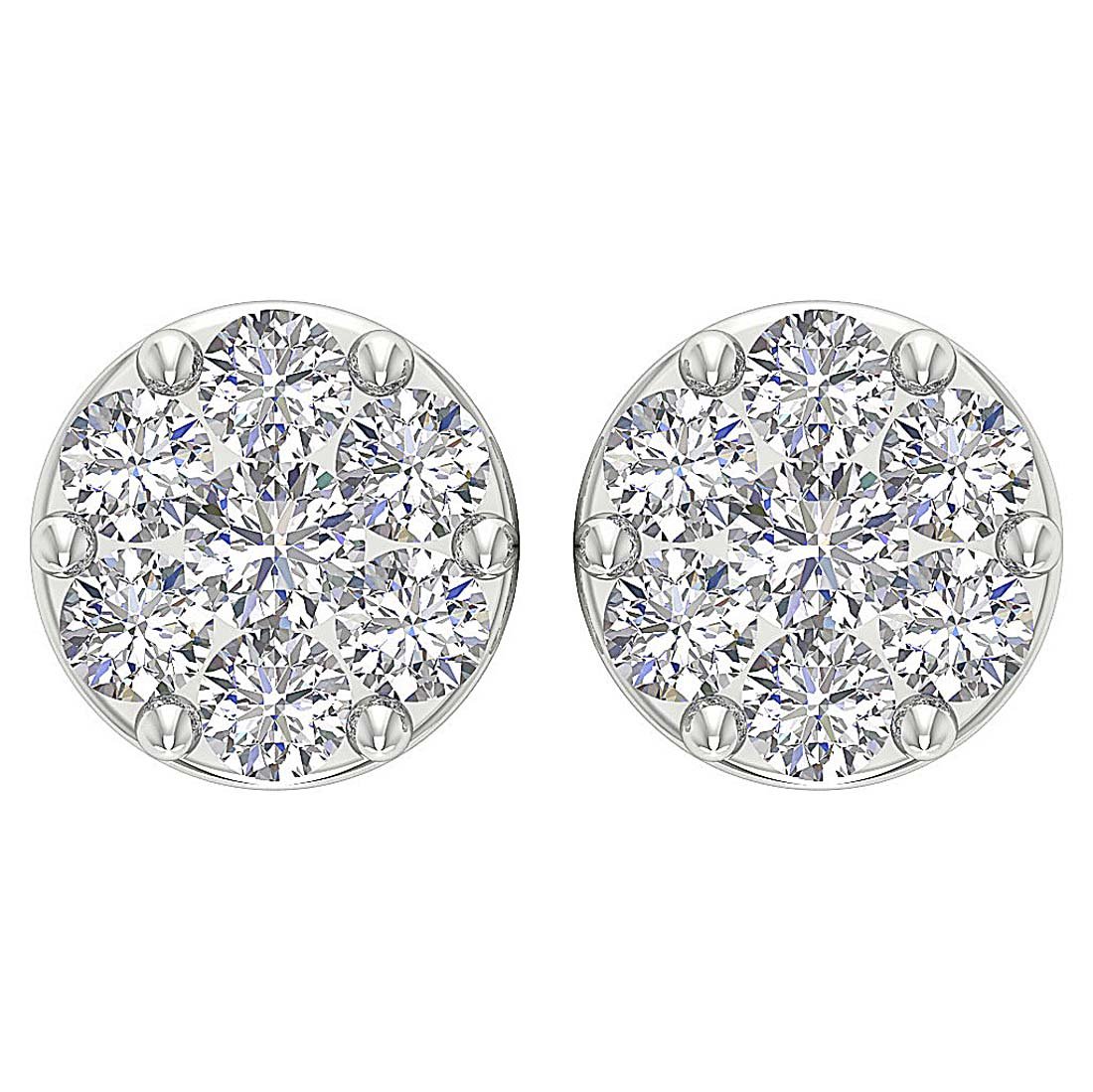 SI1/I1 G 0.40 Ct Natural Diamond 14k Gold Designer Solitaire Studs Earrings Set