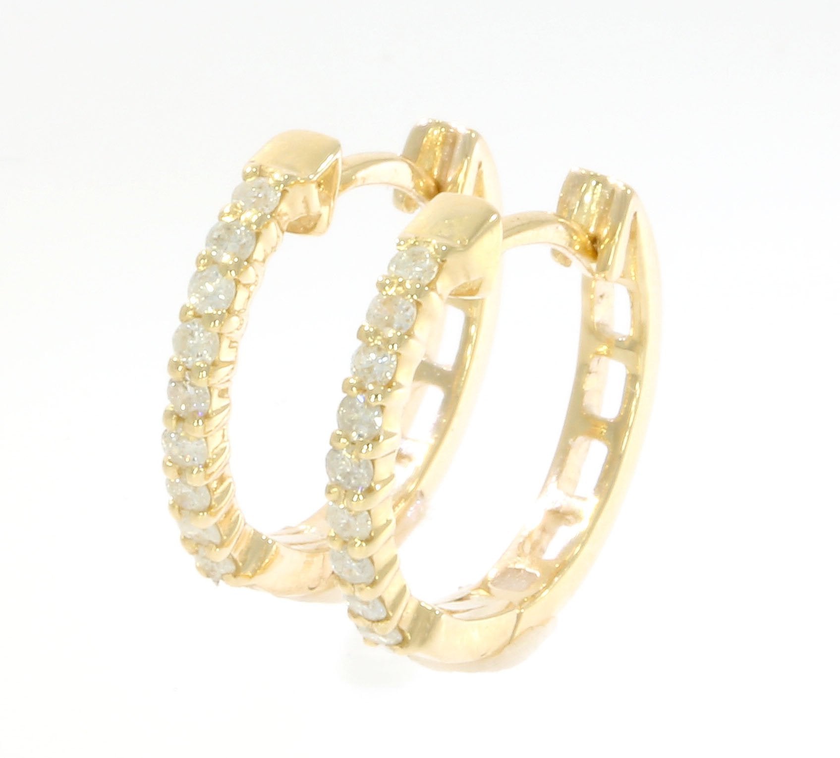Round Hoop Engagement Earrings Natural Diamond VS1 E 0.25 Ct 14k/18k Solid Gold Prong Set