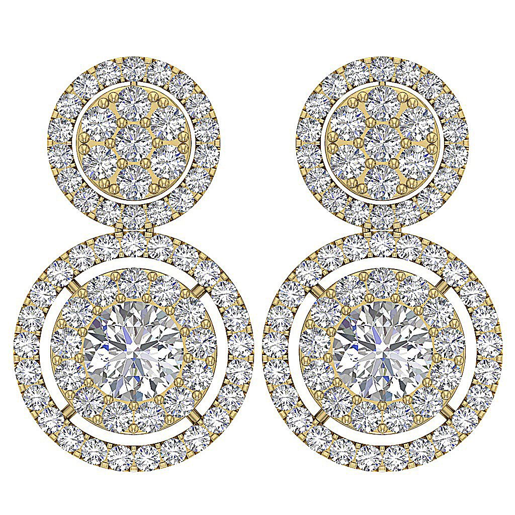 Prong Set Dangle Engagement Earrings Natural Diamond SI1/I1 G 2.55 Ct 18k/14k White Yellow Rose Gold