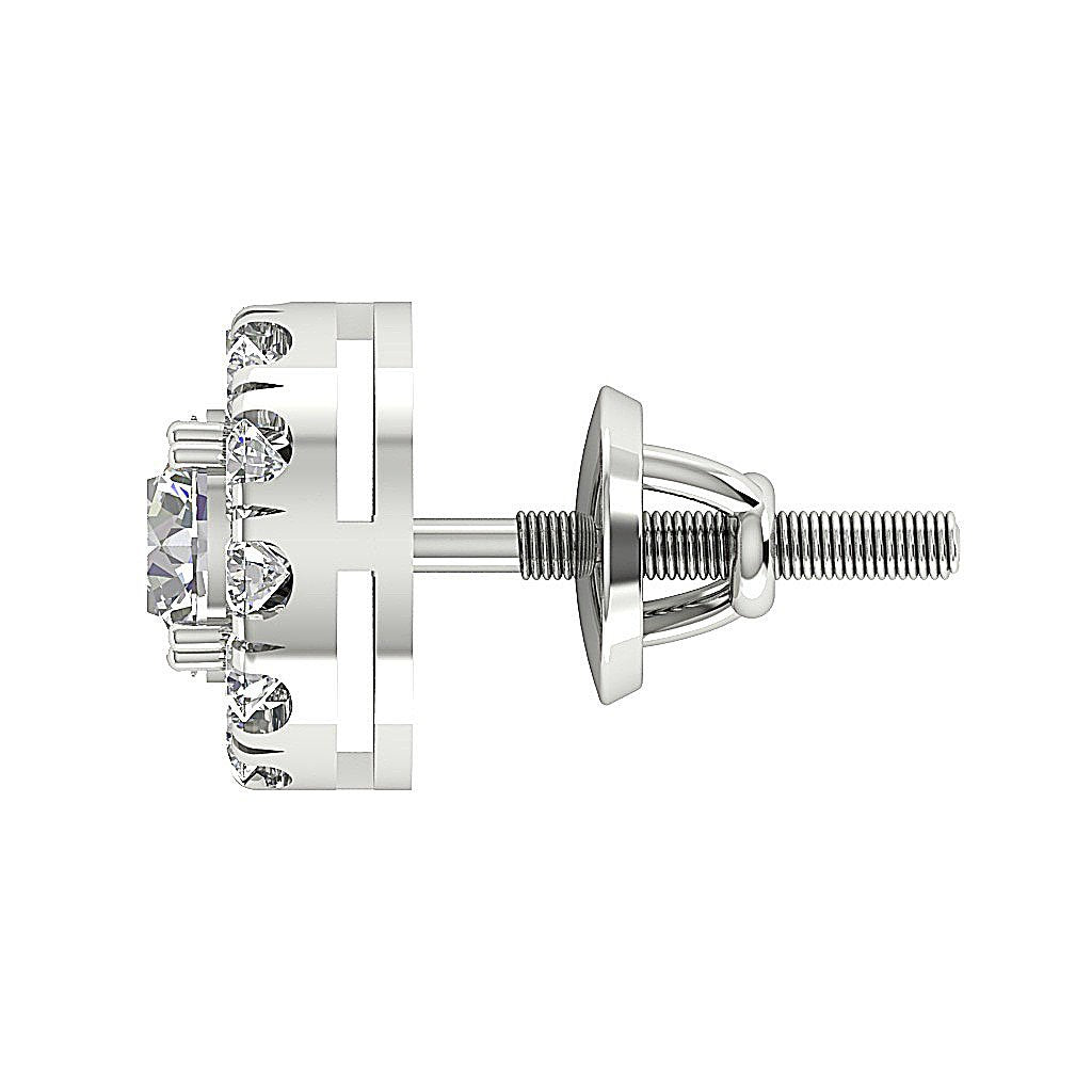 14k Solid Gold Round Diamond SI1/I1 G 1.15 Ct Designer Halo Solitaire Studs Earrings