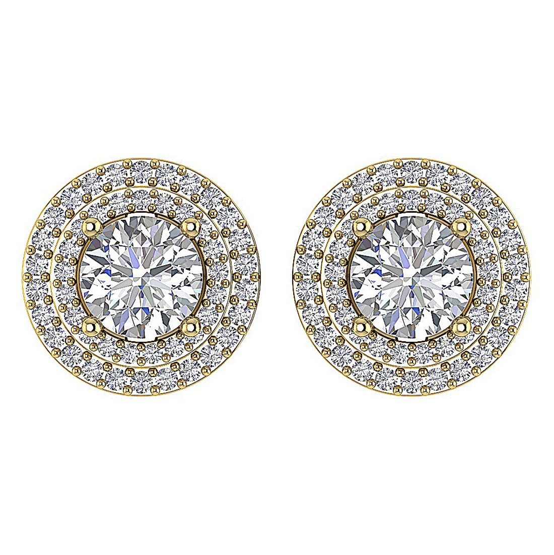 I1 G 2.11 Ct Natural Diamonds 14k Solid Gold Removable Jacket Studs Earrings Set