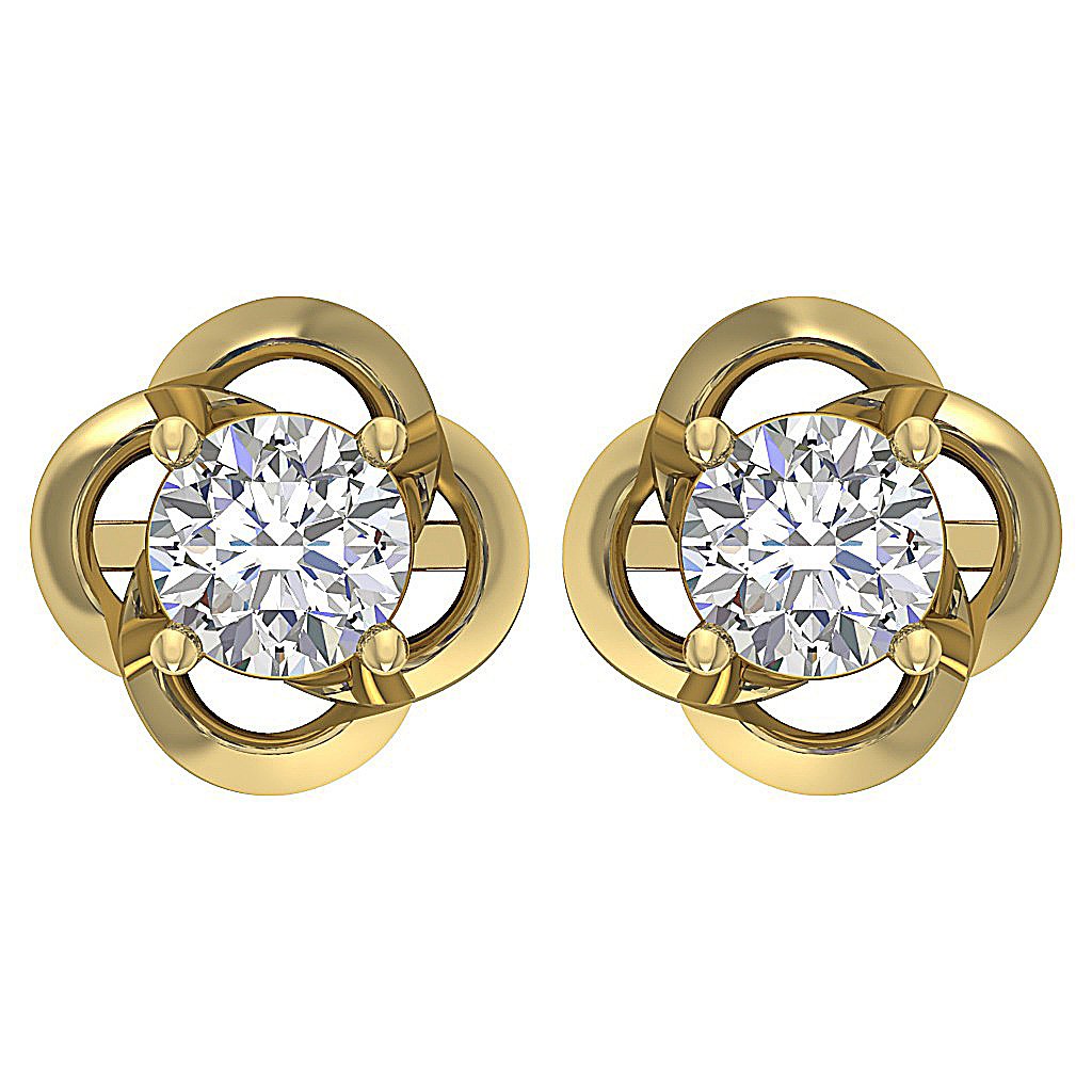 18k/14k Rose Gold Solitaire Studs Anniversary Earring Round Diamond SI1/I1 G 1.00 Ct Prong Set