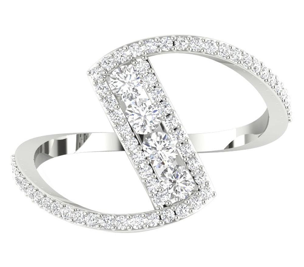 Engagement Fashion Diamond Ring Prong & Channel Set SI1 G 0.80 Ct 14.85 MM